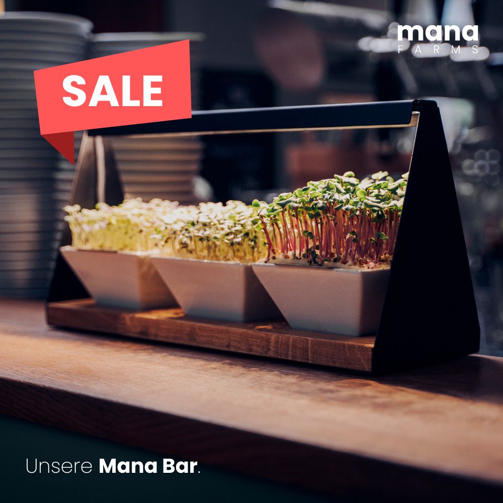 Mana Bar Indoor-Farming-System für den Heimgebrauch mit 3 Mana Bowl und integrierter LED-Beleuchtung zum Anbau von Microgreen-Seedpads